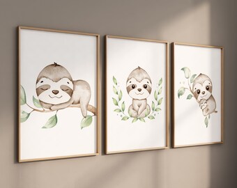Sloth Nursery Prints: Gender Neutral Baby Animal Wall Art