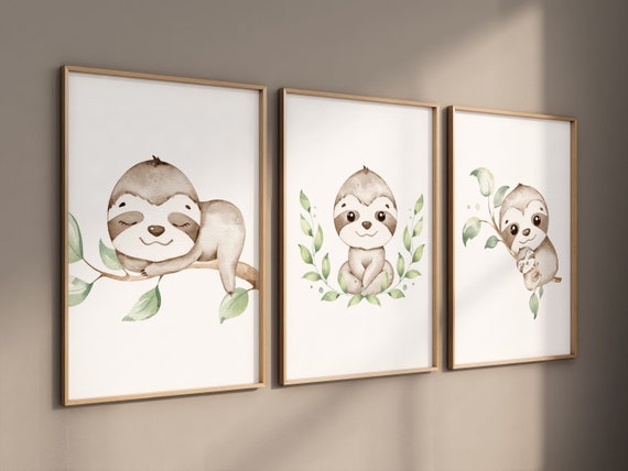 Sloth nursery decor, gender neutral, sloth prints, nursery wall art, nursery prints animals, nursery decor boy, nursery decor girl