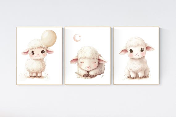 Sheep nursery decor, Gray nursery decor, nursery decor lamb, nursery wall art sheep, gender neutral nursery, grey nursery, baby room prints
