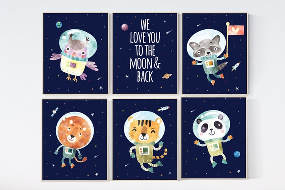 Nursery decor boy space, nursery prints Space,  Space themed nursery, we love you to the moon and back, outer space nursery, space nursery