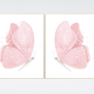 Blush Pink Butterfly Nursery Art Print: Girl Room Decor