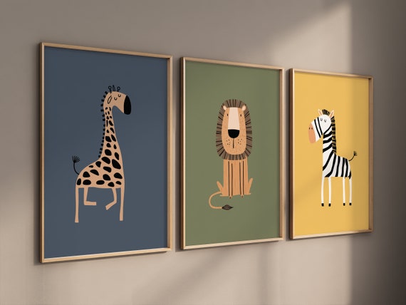 Safari Nursery Wall Prints, Boho Nursery Prints, jungle animals, earth colors, Nursery Art, animal Nursery Decor, animal prints