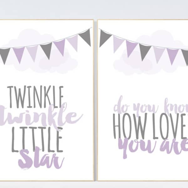 Grey Purple Nursery Etsy