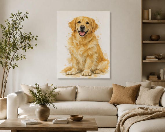 Custom Dog Portrait Print, Personalized Pet Portrait Wall Art