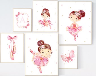Ballerina nursery wall art, ballerina prints for nursery, baby girl nursery printsl, girl room wall prints, girls room wall decor, ballerina
