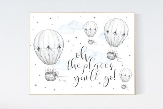 nursery decor neutral, Nursery decor hot air balloon, gray nursery decor, gray nursery wall art, hot air balloon nursery, gender neutral