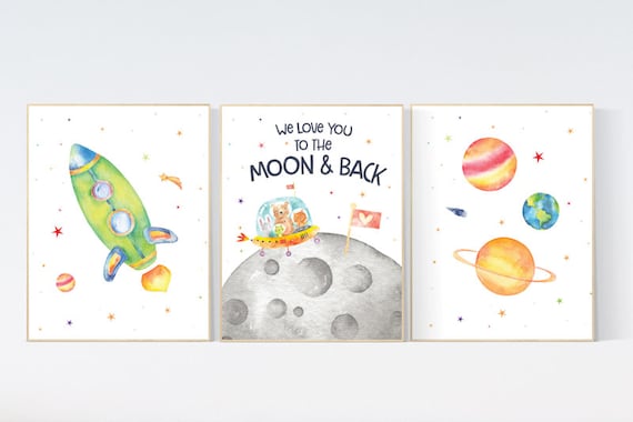 Nursery decor boy space, space wall art nursery, Space wall art, animal prints, gender neutral, space nursery theme, outer space nursery art