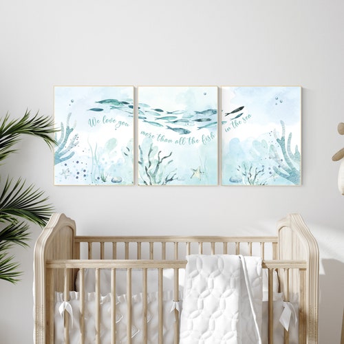 Nursery Decor Boy Ocean Nursery Wall Art Ocean Under the Sea Etsy