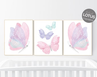 Láminas de mariposas para habitación de niña: decoración pastel para habitación de niña