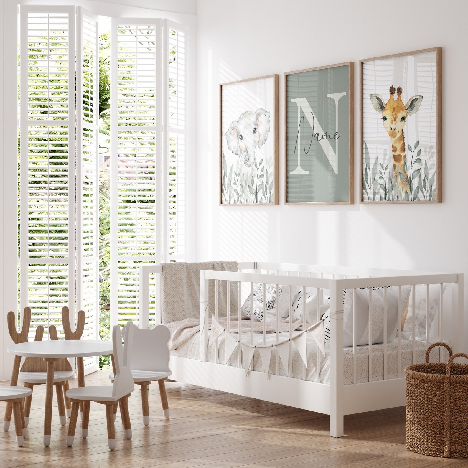Safari Animal Nursery Prints: Jungle Greenery Wall Art - Etsy