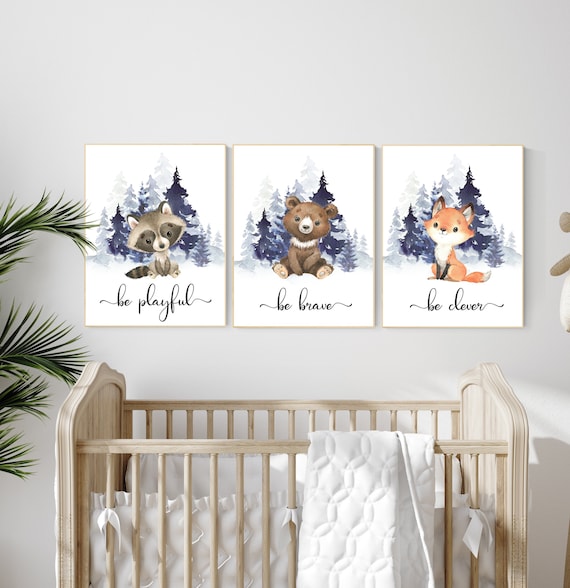 Nursery decor woodland, Woodland Nursery Wall Art, Woodland Print Set, animal prints, Woodland Animal Prints, gender neutral nursery