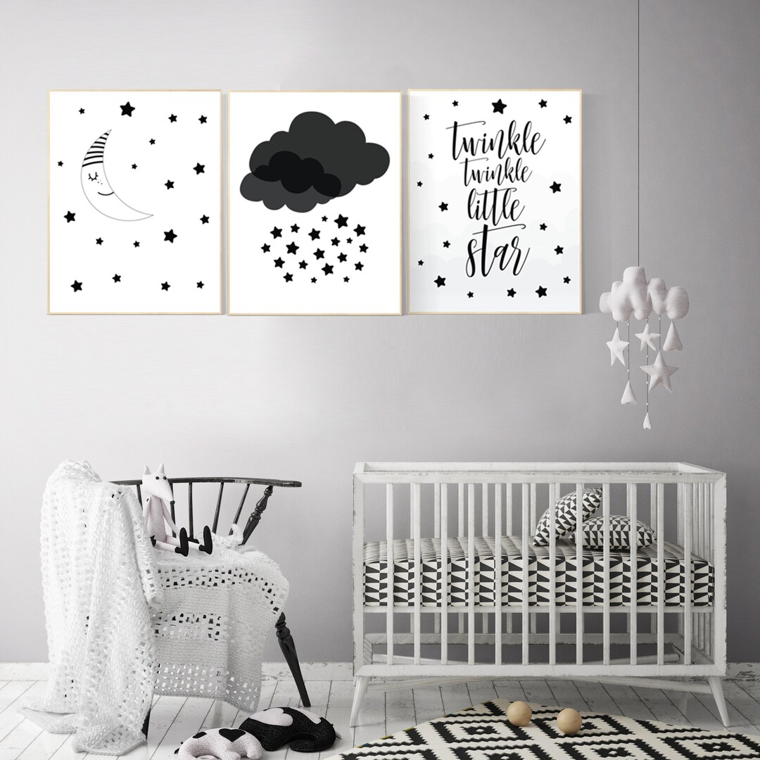 Black and White Nursery Prints, Baby Room Decor Gender Neutral, Nursery
