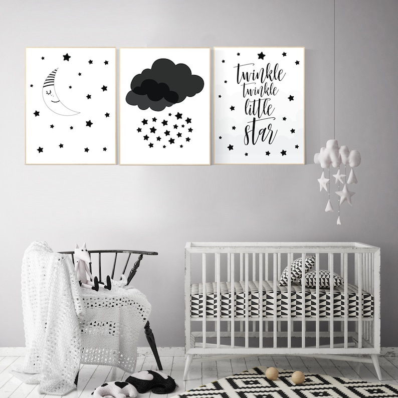 Black and white nursery prints baby room decor gender Etsy