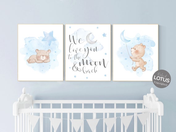 Boy nursery decor, Nursery decor bear, bear nursery print, teddy bear decor, boy nursery wall decor, boy nursery ideas, teddy bear