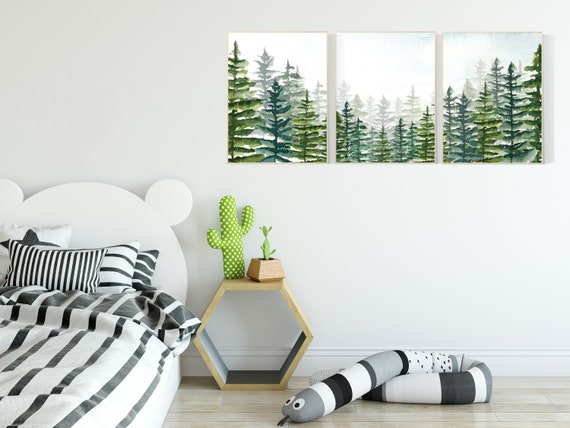 Nursery decor boy mountain, woodland nursery, adventure theme nursery, woodland, gender neutral, forest nursery, mountains, forest, tree