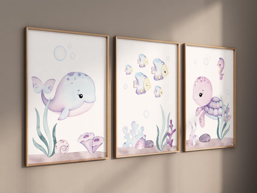 Ocean Nursery Print Set: Watercolor Sea Animals Wall Art - Etsy
