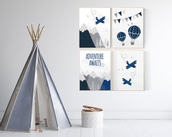 Adventure Awaits Nursery Prints: Mountain Airplane Decor