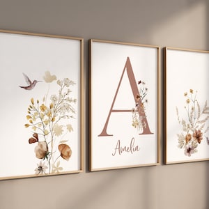 Boho Nursery, Wildflower Nursery Decor, hummingbird nursery, Girl Nursery Decor, flower nursery, vintage flower nursery print, Botanical