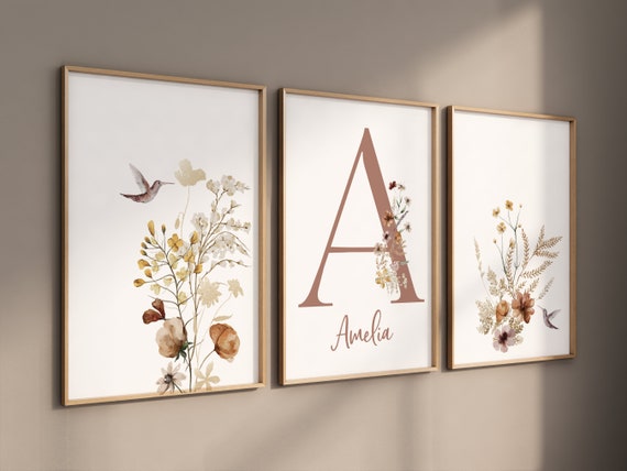 Boho Nursery, Wildflower Nursery Decor, hummingbird nursery, Girl Nursery Decor, flower nursery, vintage flower nursery print, Botanical