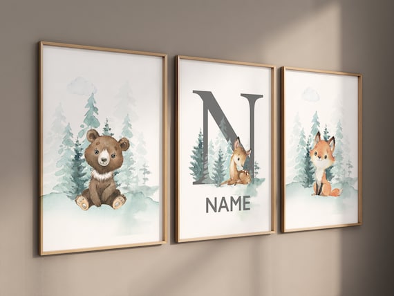 Nursery decor woodland, Woodland Nursery Wall Art, Woodland Print Set, animal prints, Woodland Animal Prints, gender neutral nursery