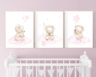 Sheep nursery decor, Nursery decor girl, lamb nursery wall art, sheep print, lambs nursery wall decor, sheep themed baby nursery decor