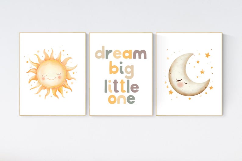 Sun and Moon Nursery Print Set: Boho Celestial Decor - Etsy