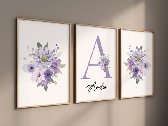 Purple flower nursery decor, Nursery decor girl purple, nursery decor girl flower, lavender nursery, lilac nursery, girls room decor purple