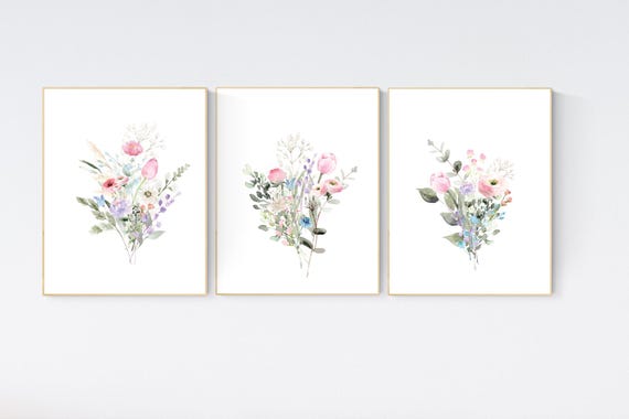 Boho Nursery wall art, Wildflower Nursery Decor, Floral Nursery, Girl Nursery Decor, flower nursery, Botanical Print, home decor