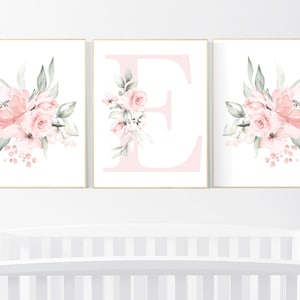 Nursery decor girl floral, nursery decor girl flowers, blush pink, nursery decor girl boho, floral nursery prints, nursery decor girl name