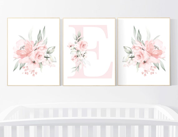 Nursery decor girl floral, nursery decor girl flowers, blush pink, nursery decor girl boho, floral nursery prints, nursery decor girl name