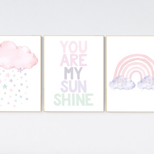 Nursery Prints Rainbow Pink Purple Girl Nursery Nursery Etsy