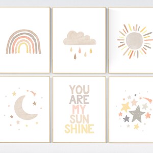 Gender neutral, nursery decor rainbow, gender neutral, you are my sunshine, stars, rainbow, cloud, nursery wall art neutral, nursery prints