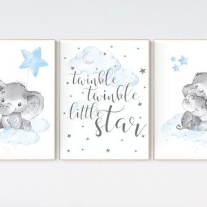 Nursery decor boy elephant, Elephant nursery, nursery decor, boys room decor, twinkle twinkle little star, clouds and stars elephant nursery