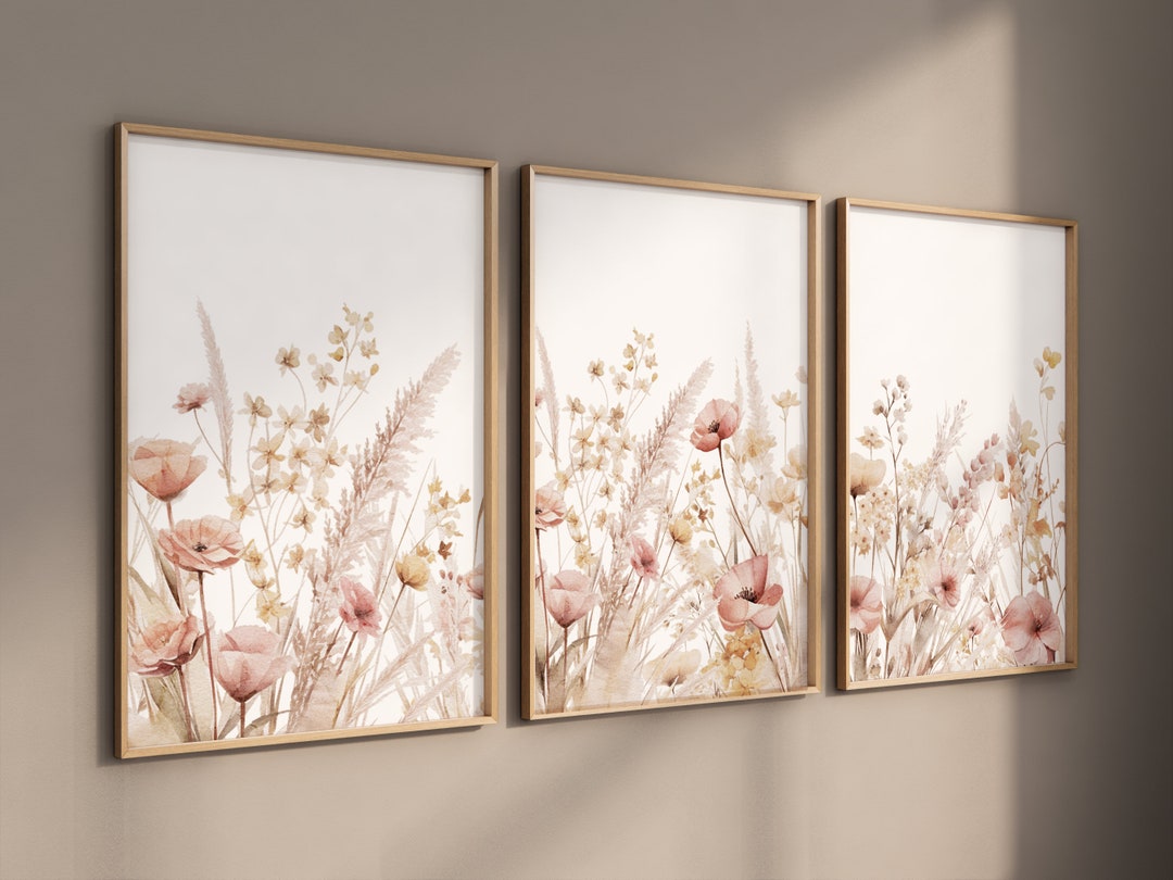 Boho Wildflower Nursery Print: Blush Pink Floral Wall Art - Etsy