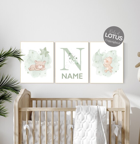 Nursery decor gender neutral, sage green nursery, bear nursery, green nursery, gender neutral nursery, sage green, baby room decor, bear