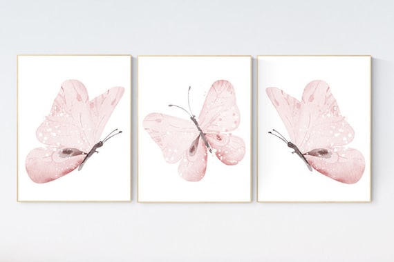 CANVAS LISTING: Nursery decor girl butterflies, Butterfly Nursery Art, Girl Nursery Art, Butterfly Nursery Decor for Baby Girl, Butterfly