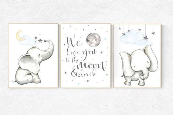 Nursery decor neutral, Elephant decor for nursery, Twinkle Twinkle Little Star, nursery prints elephant, elephant nursery, kids room, animal