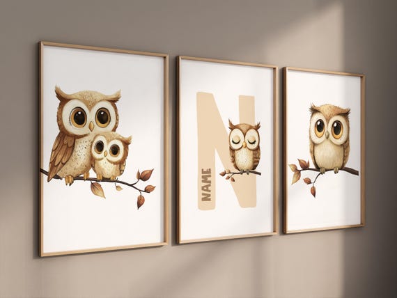 Owl wall art, owl nursery decor, cute owl prints, neutral gender nursery art, Owl wall art, owl prints for nursery, owl wall art, baby room