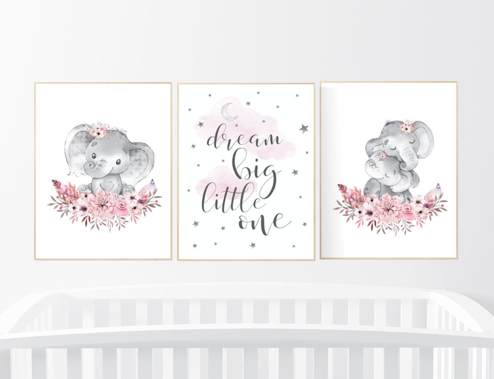 Nursery Decor Girl Boho Elephant Nursery Wall Art Nursery Etsy