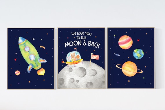 Nursery decor boy space, space wall art nursery, Space wall art, animal prints, gender neutral, space nursery theme, outer space nursery art