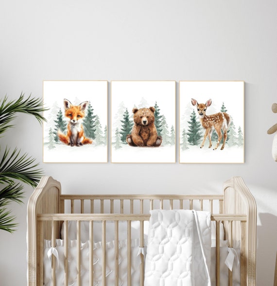 Nursery decor woodland, Woodland Nursery Wall Art, Woodland Print Set, animal prints, Woodland Animal Prints, gender neutral nursery