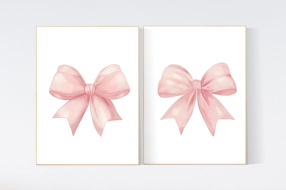 Bow print wall art, Bow nursery print, pink Bow nursery wall art, bow nursery art, bow nursery decor, bow print wall art pink, girl nursery