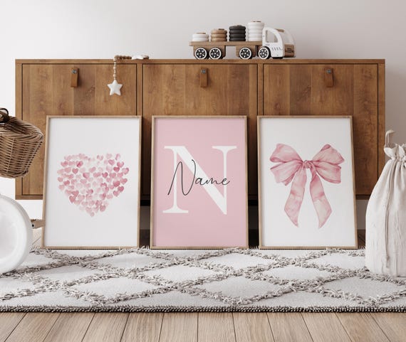 Pink Bow Nursery Print: Watercolor Wall Art