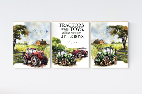 Tractor Nursery Wall Art,  Farm Nursery Decor, Tractor Trucks and Little Boys, farm nursery decor, nursery wall art