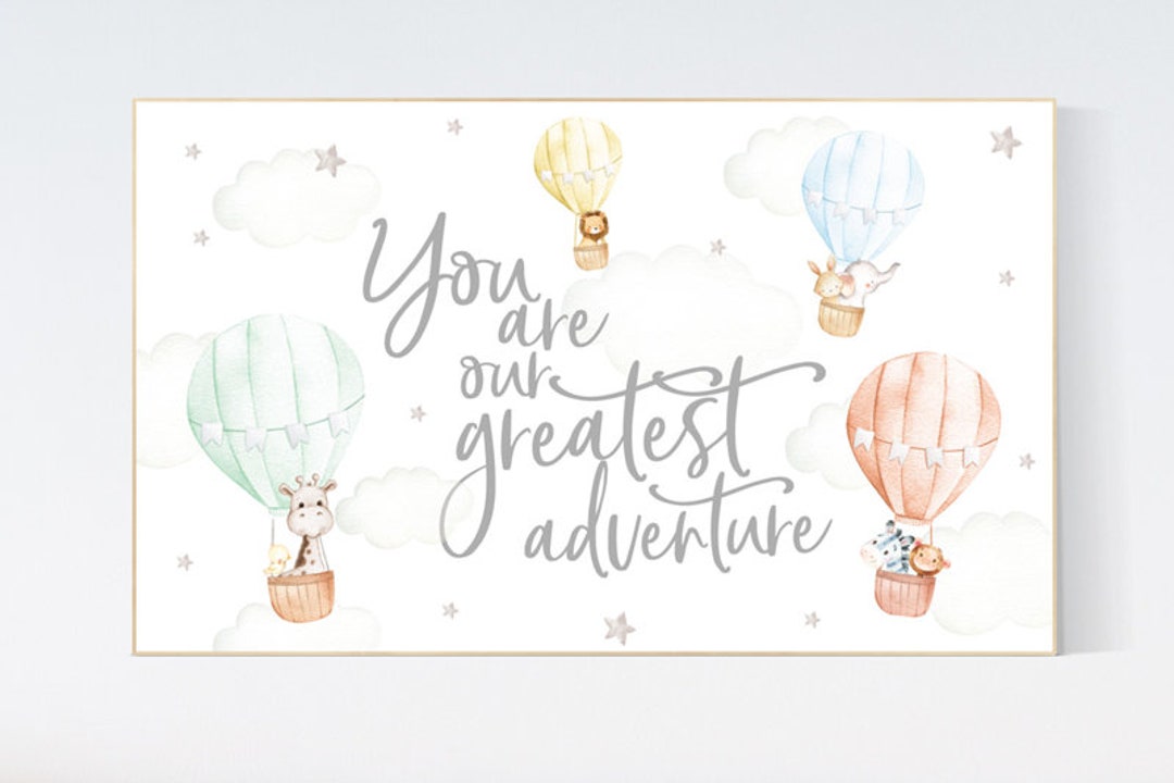 Safari Animals Hot Air Balloon Nursery Print: Gender Neutral Decor - Etsy