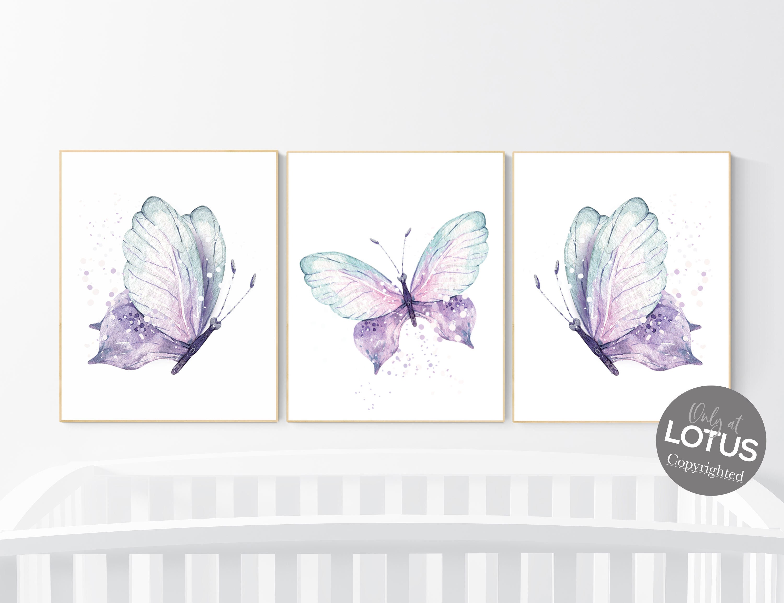 Butterflies Nursery Wall Art Lavender Purple Teal Aqua Wall Art Name M –  Sweet Blooms Decor