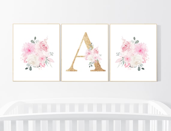 Nursery decor girl pink, nursery decor flower, nursery decor girl floral, flower nursery, girl nursery wall art, pink nursery, boho nursery