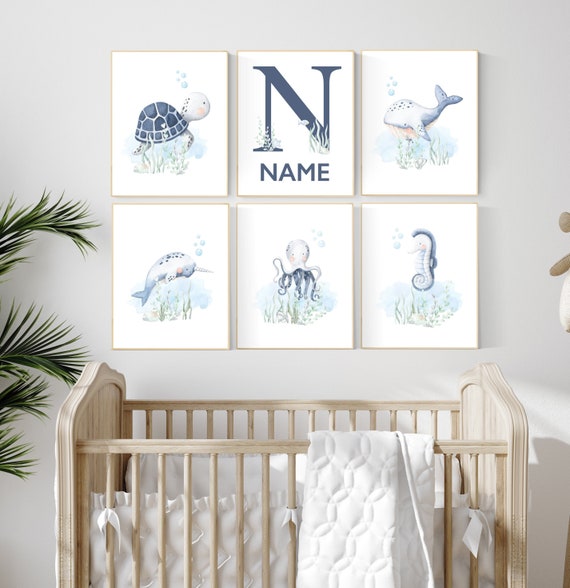 Nursery decor under the sea, ocean nursery, whale nursery, sea nursery, sea turtle, sea theme nursery decor, ocean themed nursery