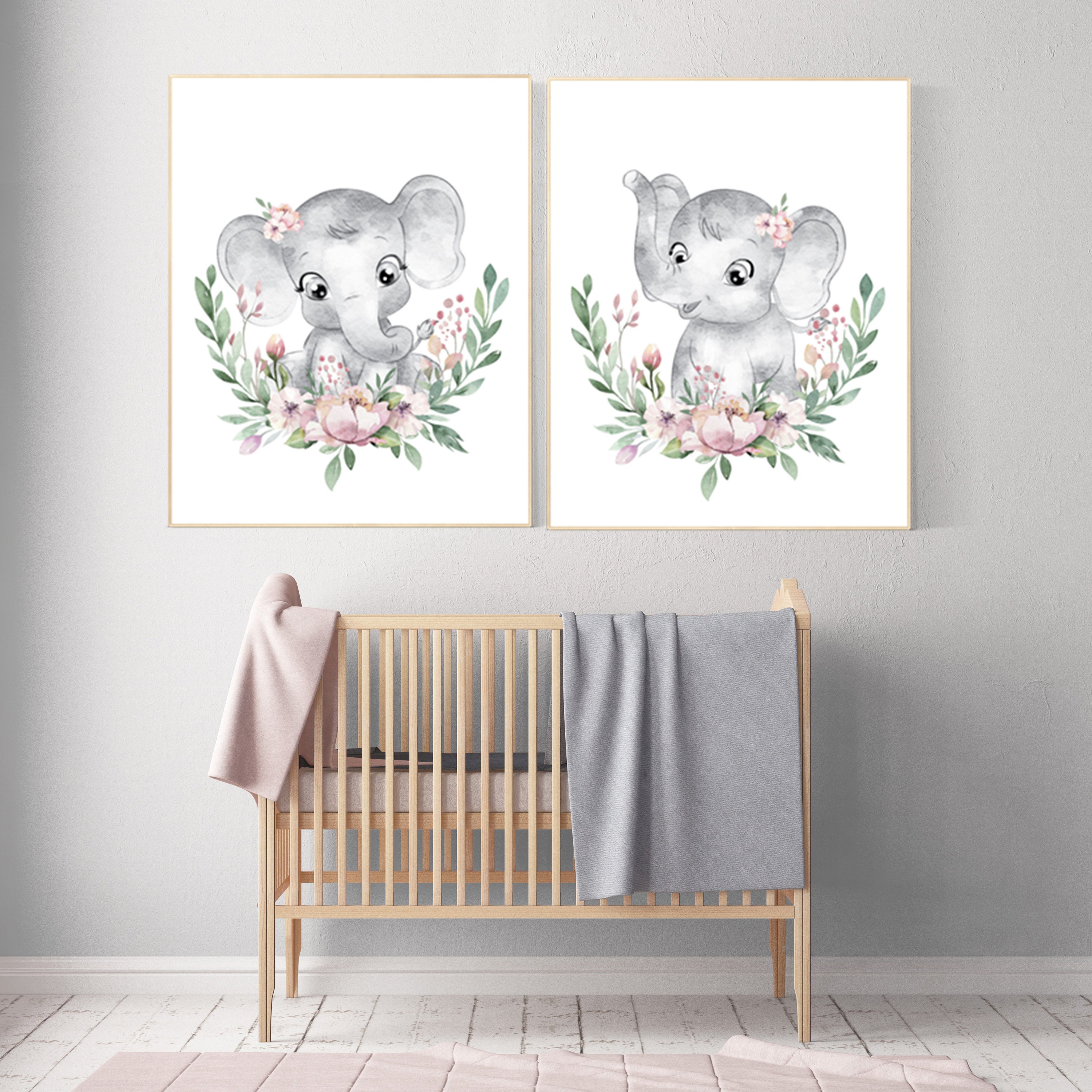 Nursery decor girl boho, elephant nursery wall art ...