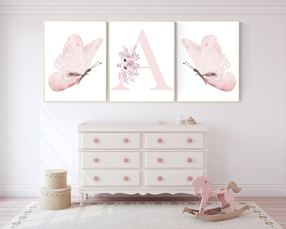 Nursery decor girl butterflies, Butterfly Nursery Art, Girl Nursery Art, Butterfly Nursery Decor for Baby Girl, Butterfly Art, light pink